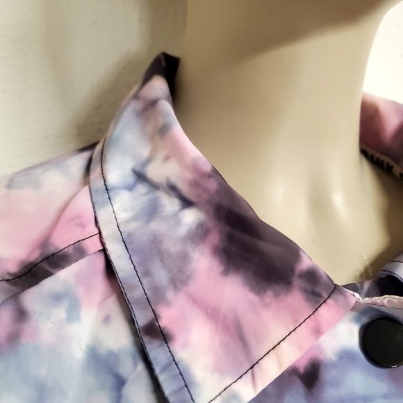 PINK Victoria's Secret Snap Front Coach Jacket Watercolor TieDye Women's Size S - Picture 8 of 16
